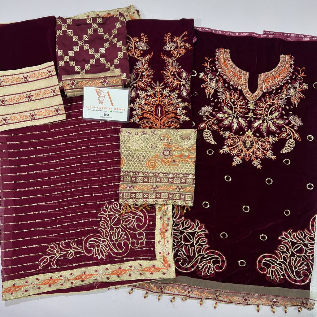 Nureh Maroon Formal Collection Velvet Replica