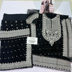 Asim Jofa Black Chiffon Gharara Formal Collection Replica