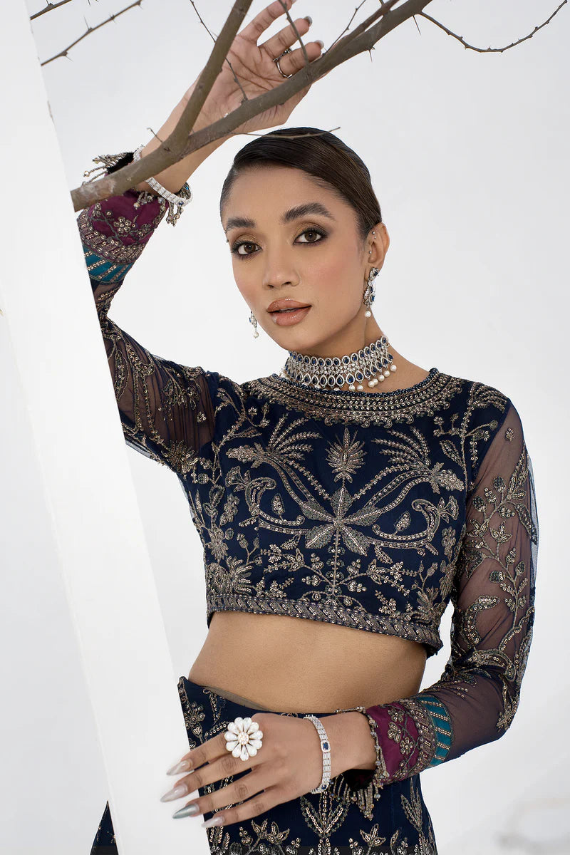 Zarif Blueberry Net Formal Wear Unstitched