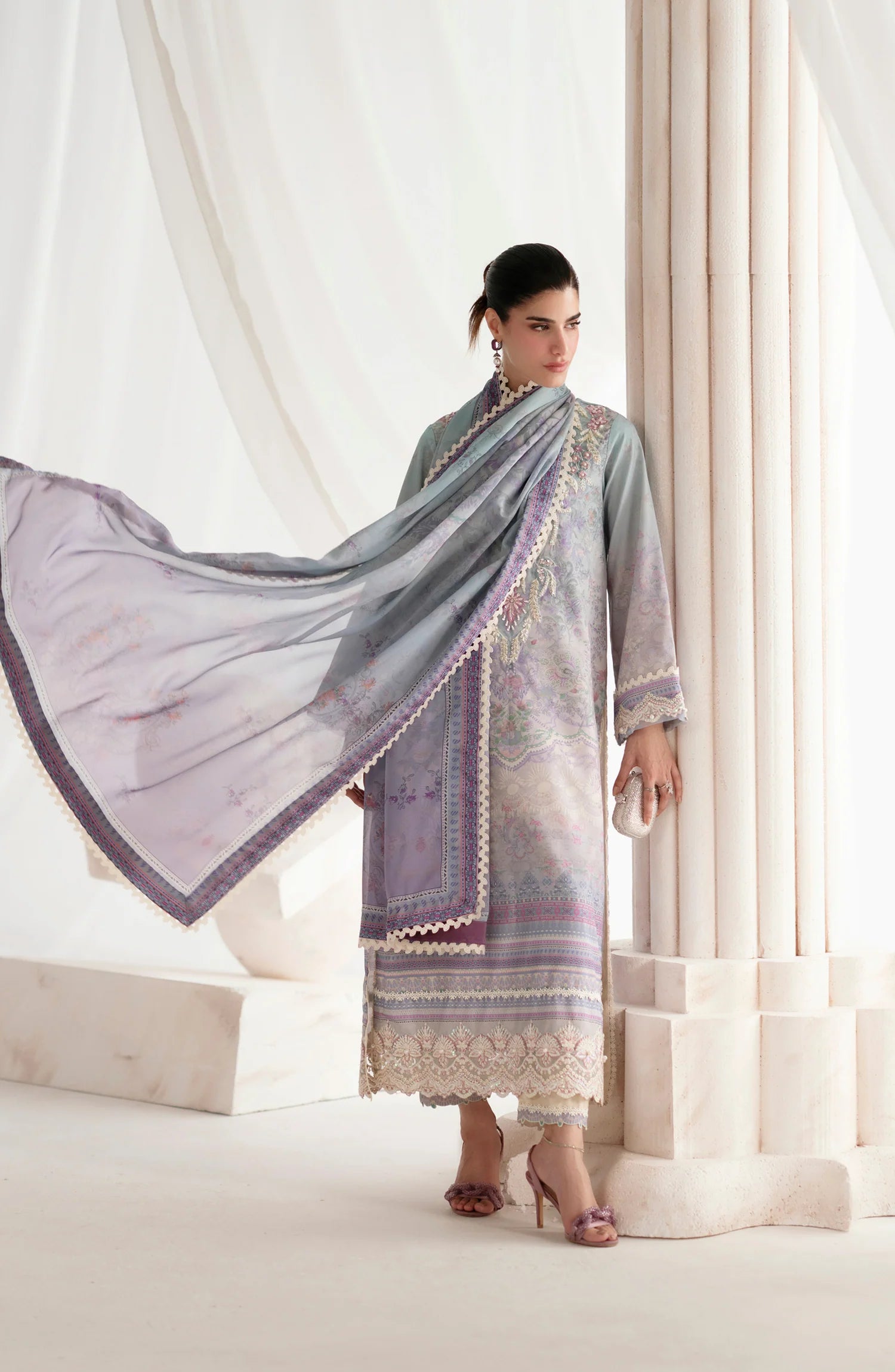 AJR Garden Whisper Embroidered Silk Unstitched 3 Piece Suit -07 EVARA - Purple - Luxury Collection