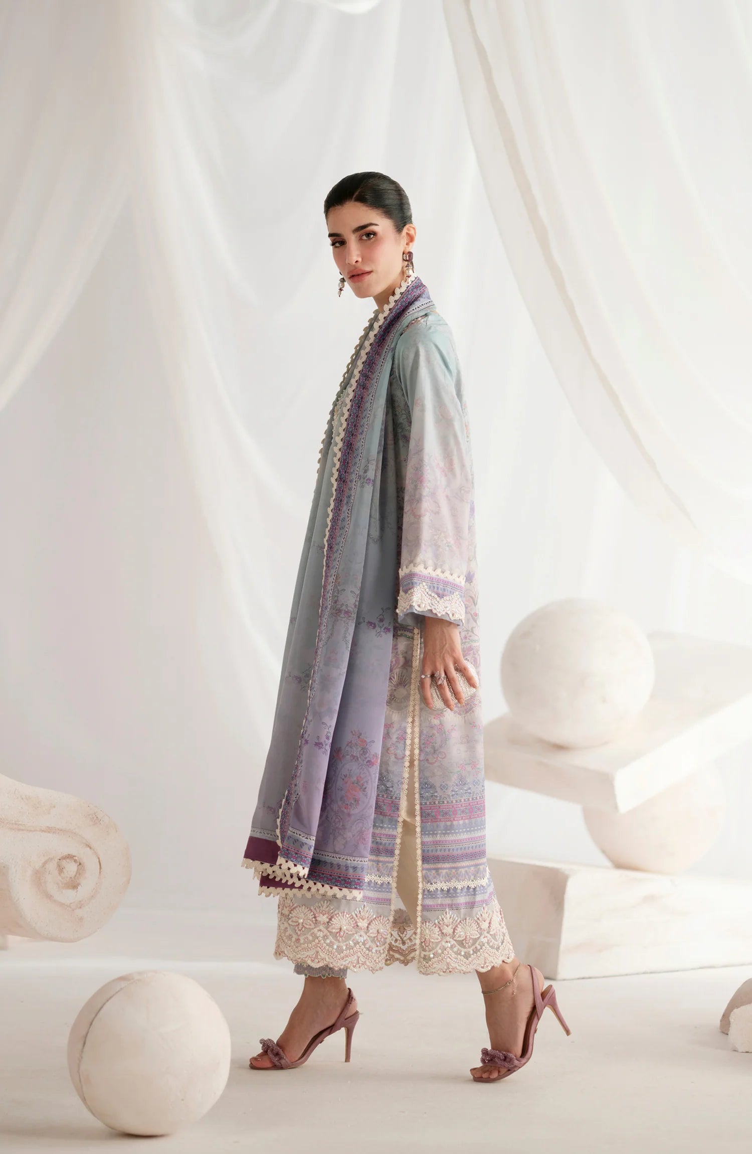 AJR Garden Whisper Embroidered Silk Unstitched 3 Piece Suit -07 EVARA - Purple - Luxury Collection