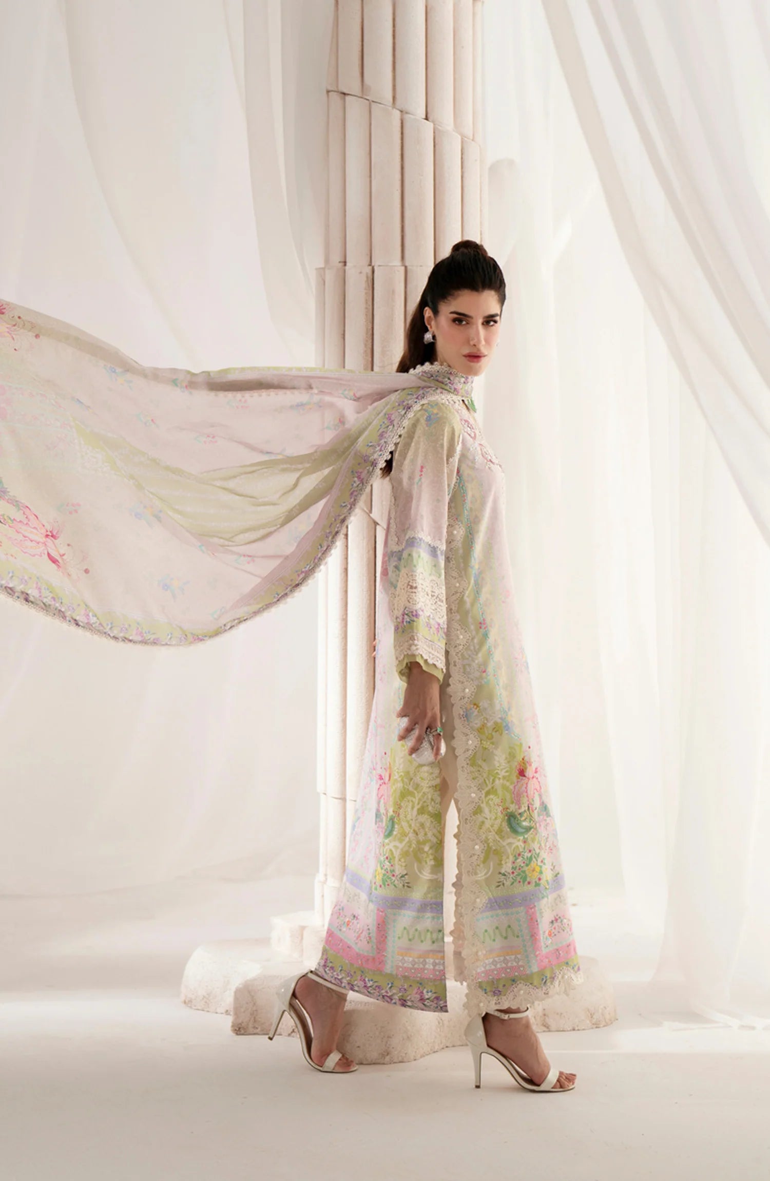 AJR Garden Whisper Embroidered Silk Unstitched 3 Piece Suit - 03 AMORIA - Light Pink - Luxury Collection