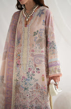 AJR Garden Whisper Embroidered Silk Unstitched 3 Piece Suit - 02 ROSIRA - Peach - Luxury Collection