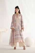 AJR Garden Whisper Embroidered Silk Unstitched 3 Piece Suit - 02 ROSIRA - Peach - Luxury Collection