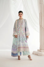 AJR Garden Whisper Embroidered Silk Unstitched 3 Piece Suit - 04 AURINA - Sky Blue - Luxury Collection