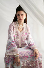 AJR Garden Whisper Embroidered Silk Unstitched 3 Piece Suit - 01 FLORIS - Pink - Luxury Collection