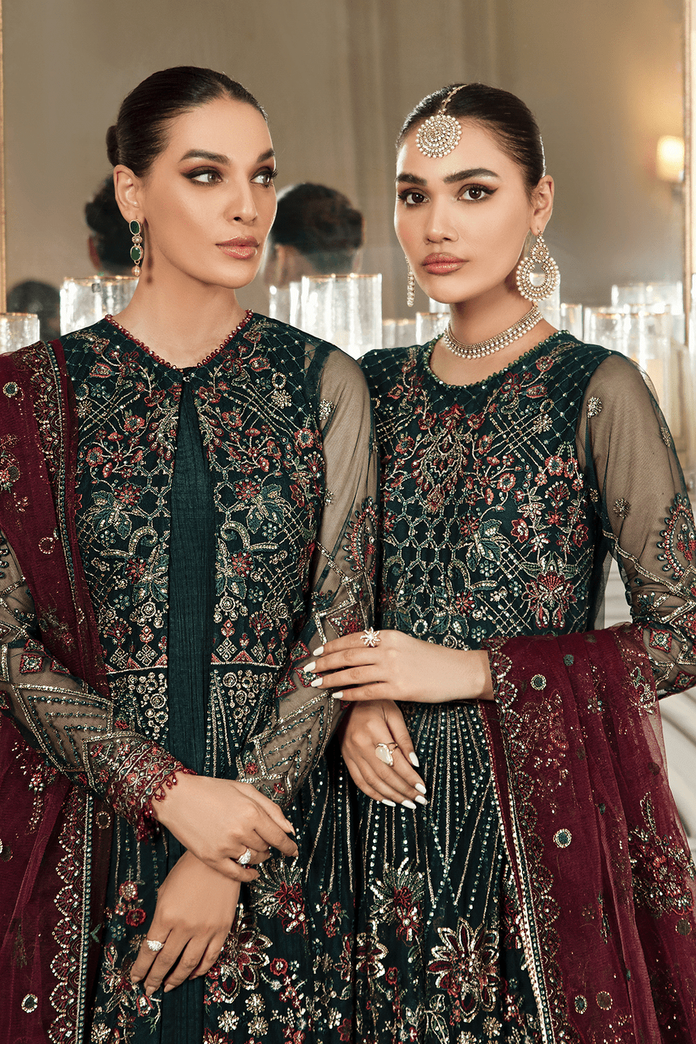 Zarif Pine Green Formal Wear Unstitched