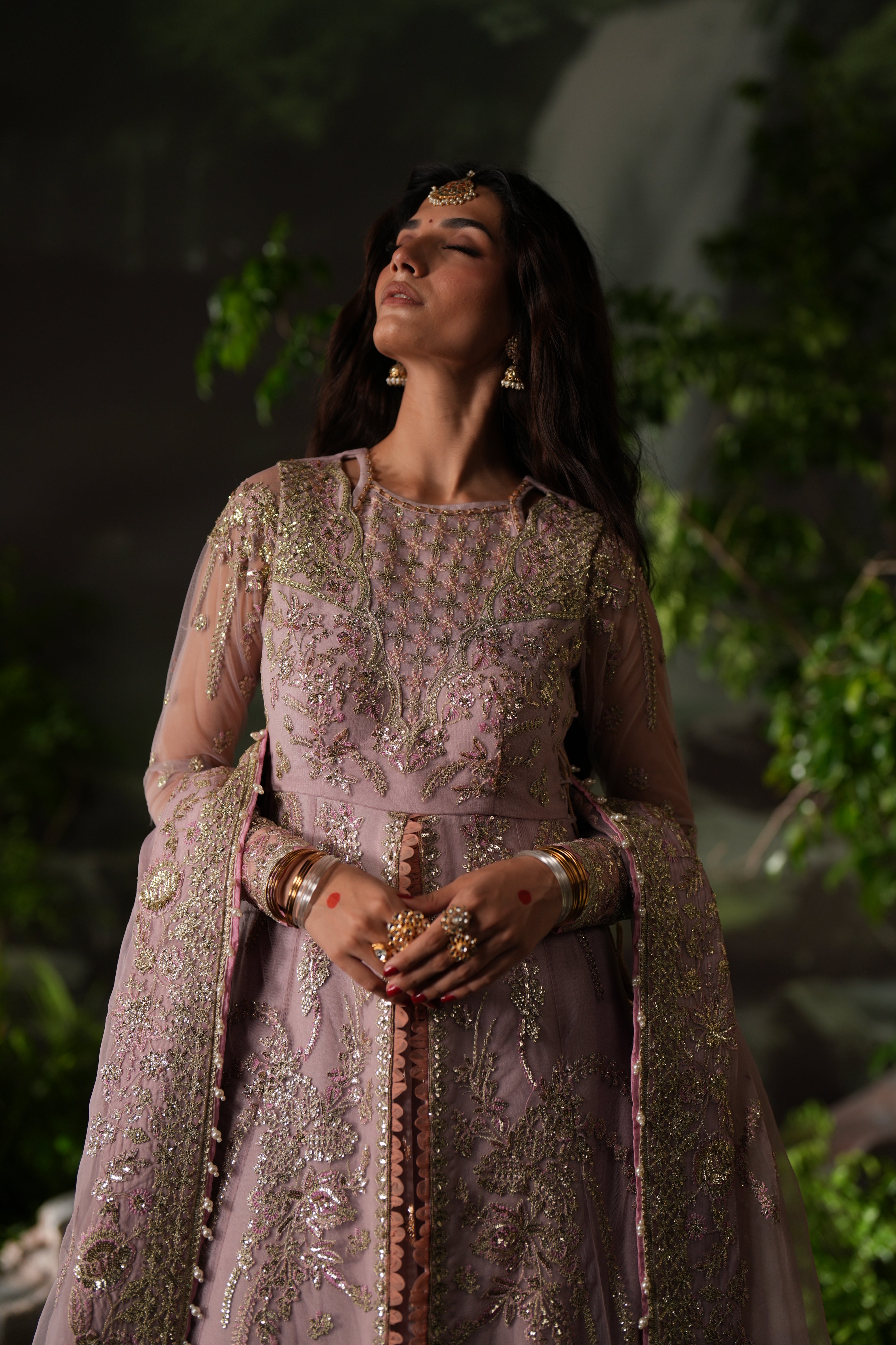 Dastan e Ishq by AJR Luxury Embroidered Net Unstitched 3 Piece Suit - 01 DHANAK - AJR25DST - Pink - Festive Formals Collection