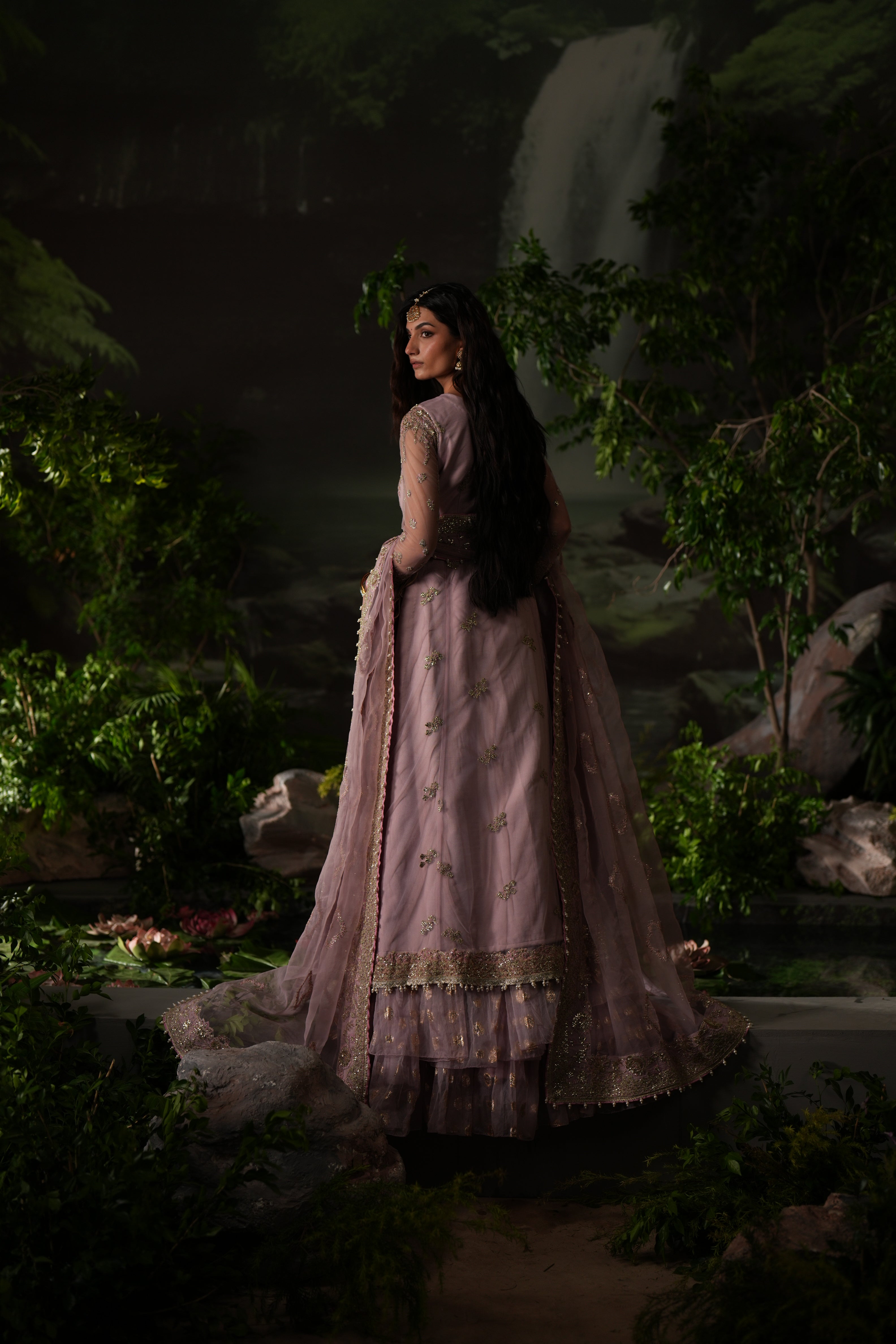 Dastan e Ishq by AJR Luxury Embroidered Net Unstitched 3 Piece Suit - 01 DHANAK - AJR25DST - Pink - Festive Formals Collection