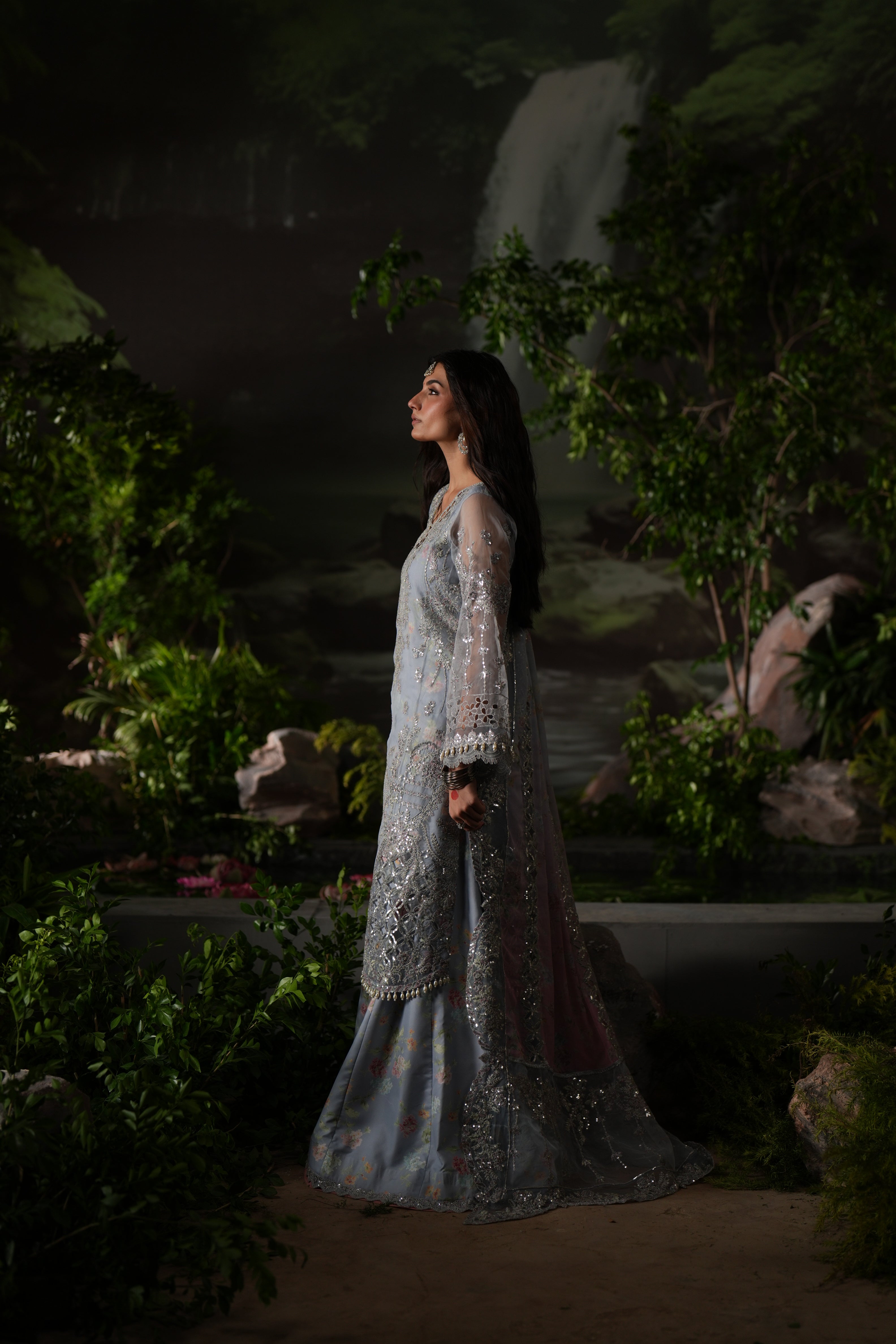 Dastan e Ishq by AJR Luxury Embroidered Organza Unstitched 3 Piece Suit - 06 MAH JABEEN - AJR25DST - Blue - Festive Formals Collection
