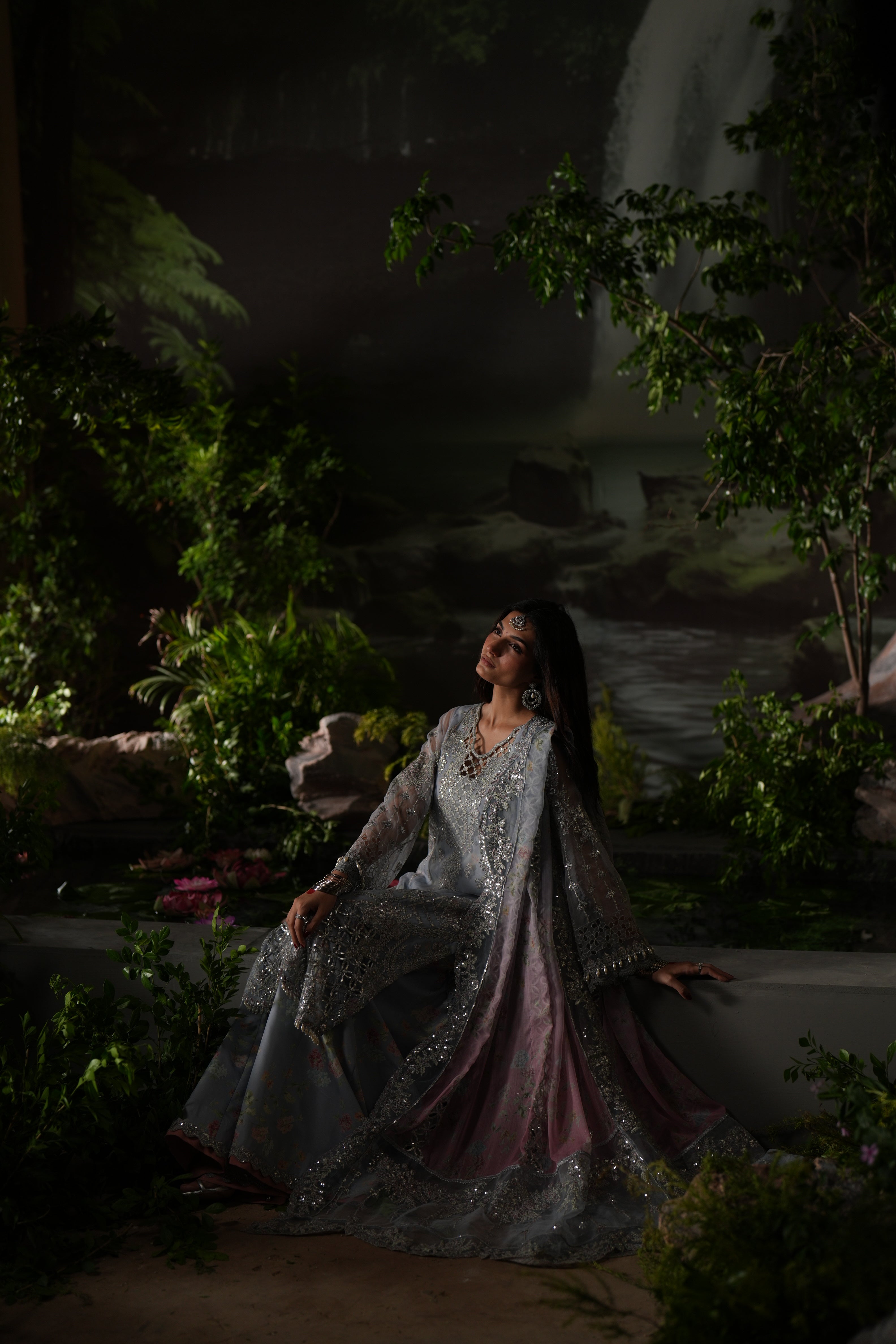 Dastan e Ishq by AJR Luxury Embroidered Organza Unstitched 3 Piece Suit - 06 MAH JABEEN - AJR25DST - Blue - Festive Formals Collection