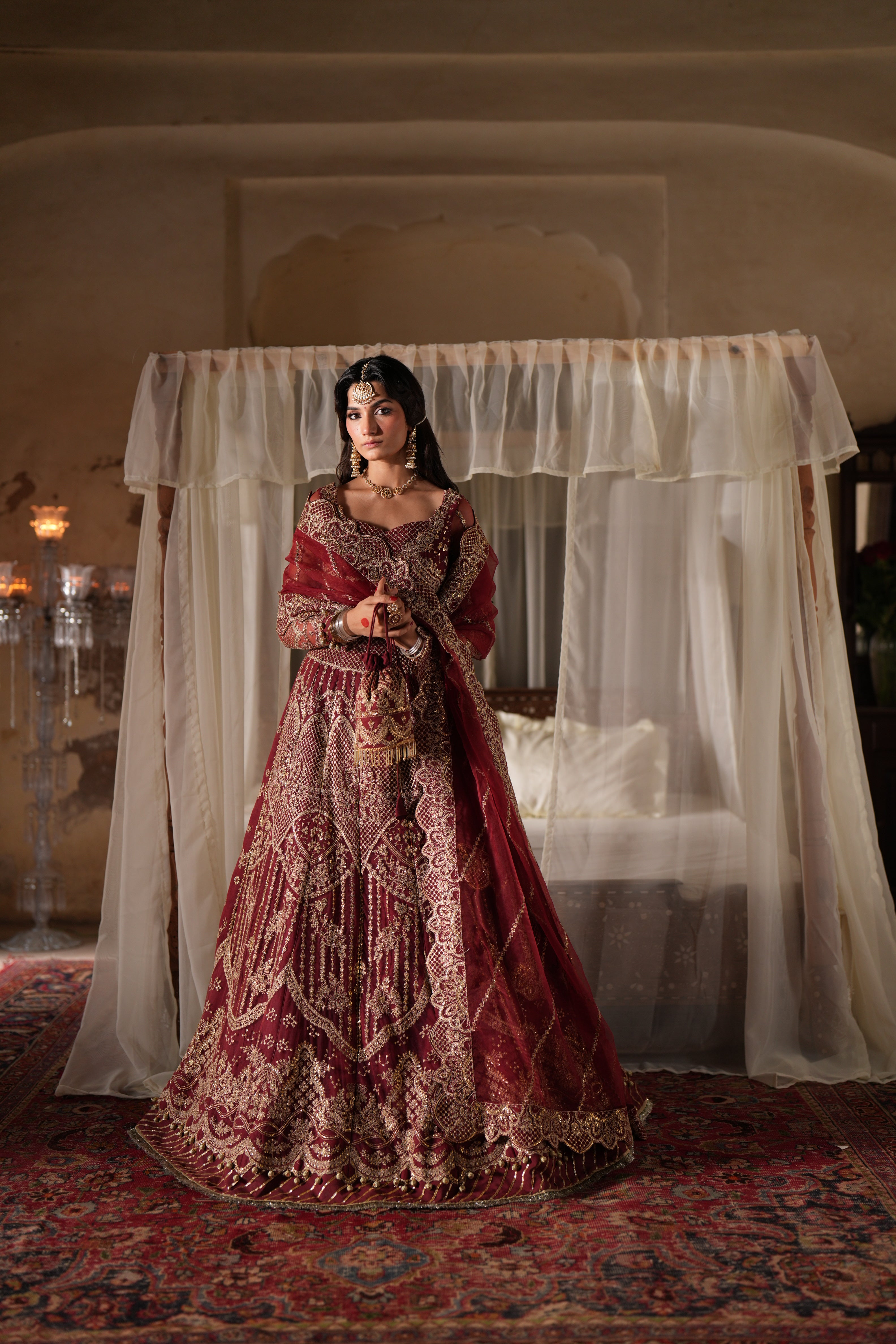 Dastan e Ishq by AJR Luxury Embroidered Net Unstitched 3 Piece Suit - 03 PARIZAD - AJR25DST - Red - Festive Formals Collection