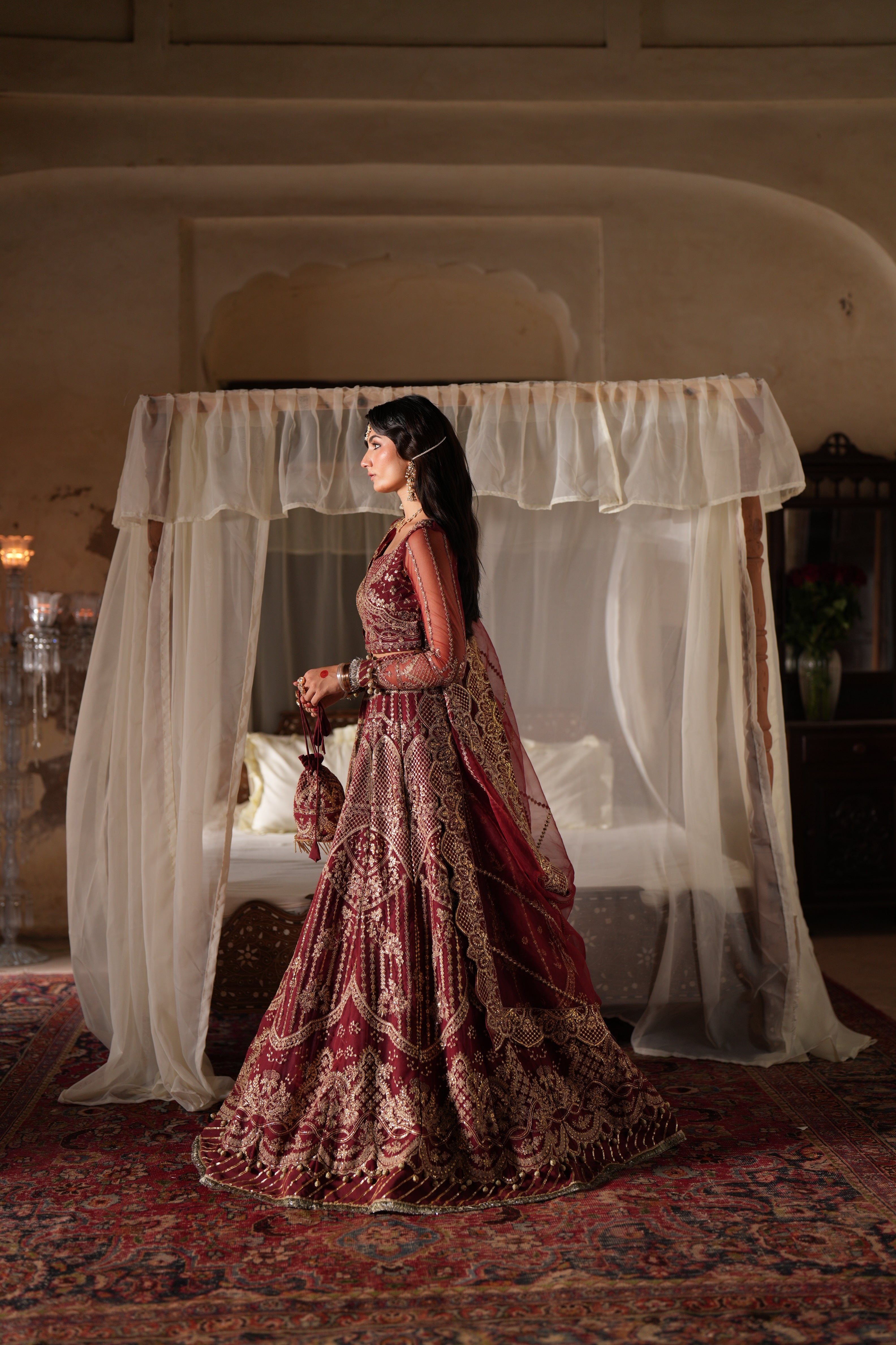 Dastan e Ishq by AJR Luxury Embroidered Net Unstitched 3 Piece Suit - 03 PARIZAD - AJR25DST - Red - Festive Formals Collection