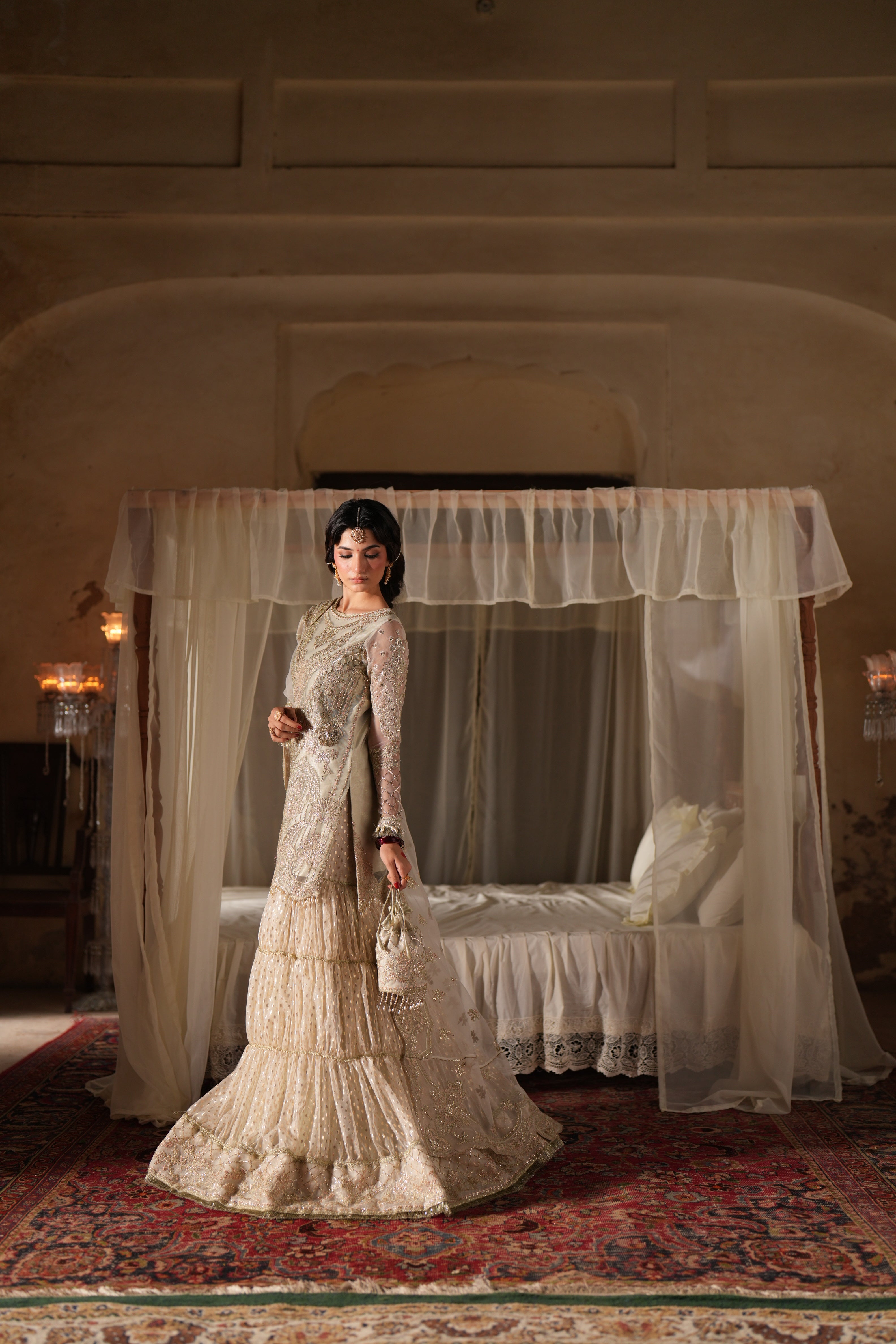 Dastan e Ishq by AJR Luxury Embroidered Net Unstitched 3 Piece Suit - 02 NAGHMA - AJR25DST - Off White - Festive Formals Collection