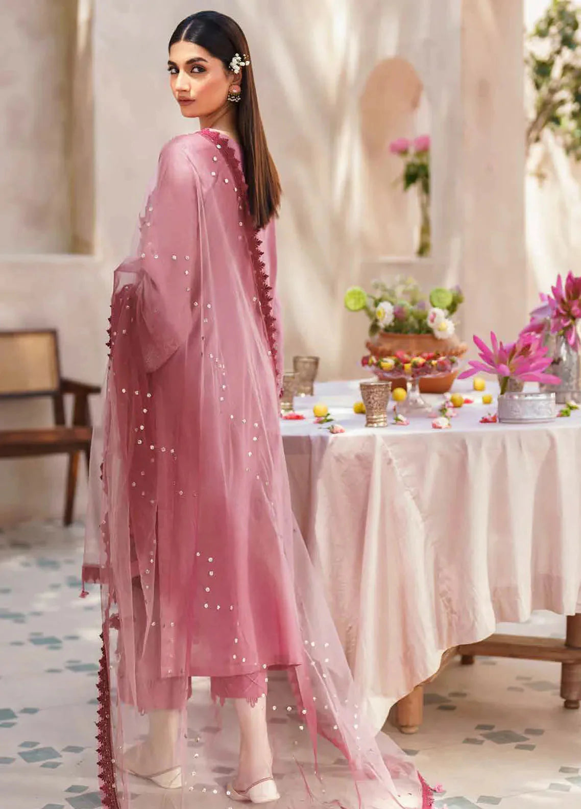 Dhoop Kinaray By Nureh Chikankari Lawn Suits Unstitched 4 Piece NS-136 - Summer Collection