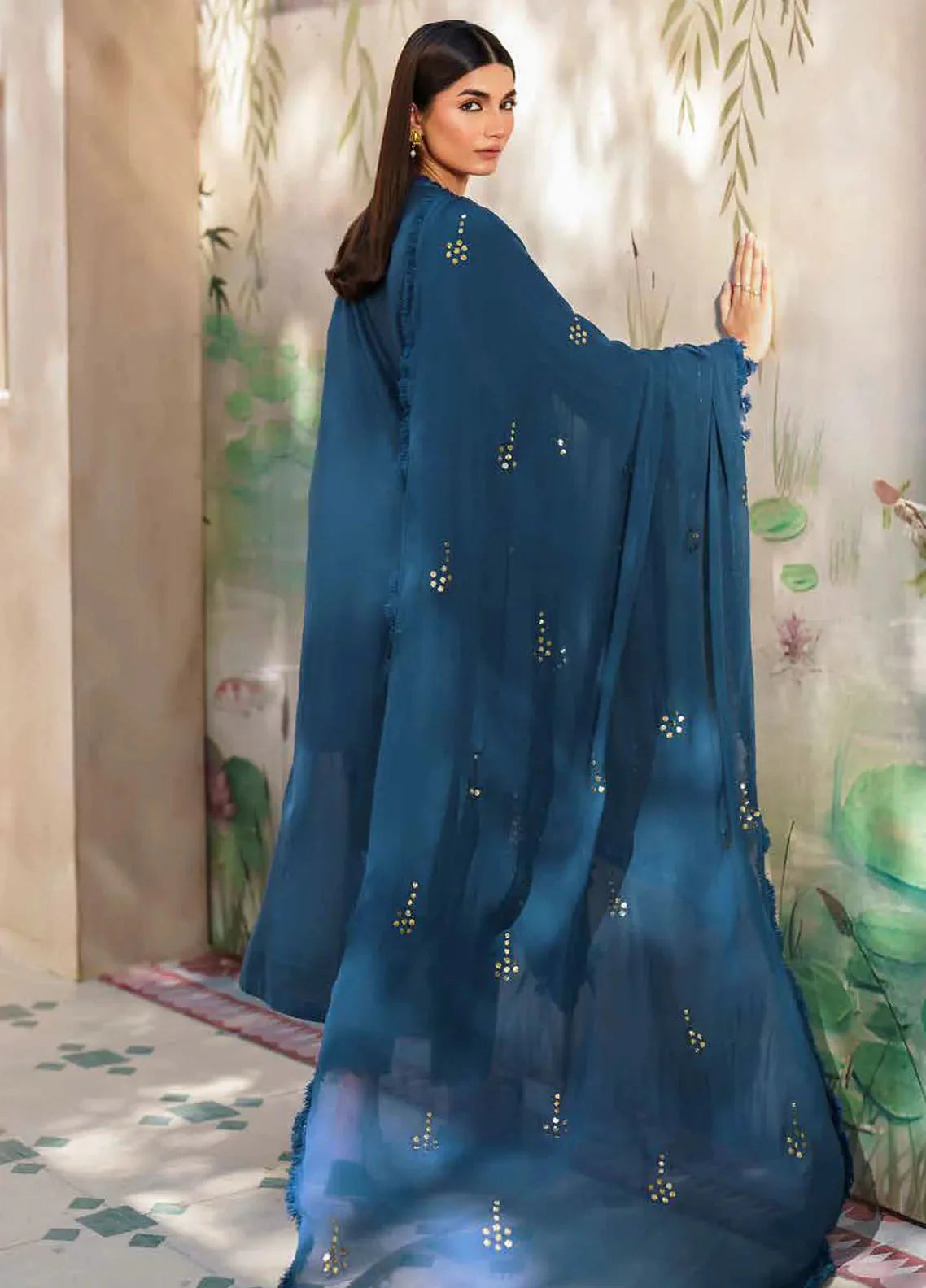 Dhoop Kinaray By Nureh Chikankari Lawn Suits Unstitched 4 Piece NS-137 - Summer Collection