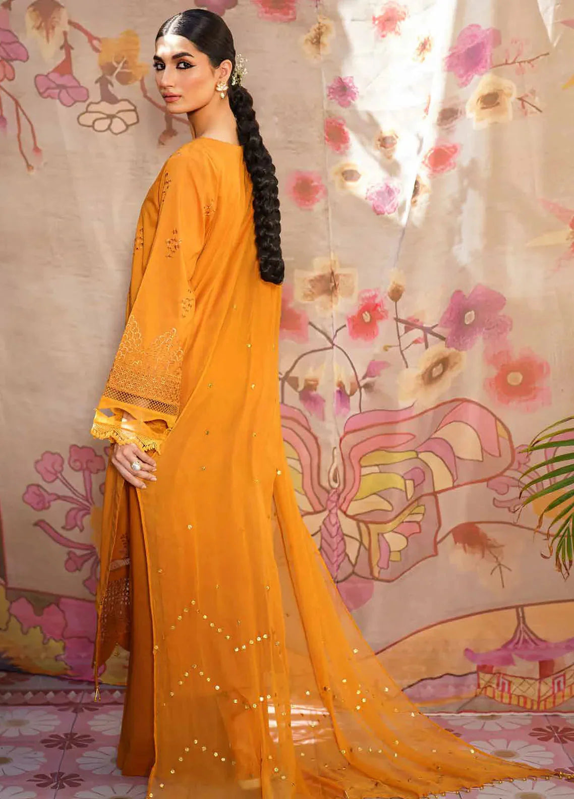 Dhoop Kinaray By Nureh Chikankari Lawn Suits Unstitched 4 Piece NS-138 - Summer Collection