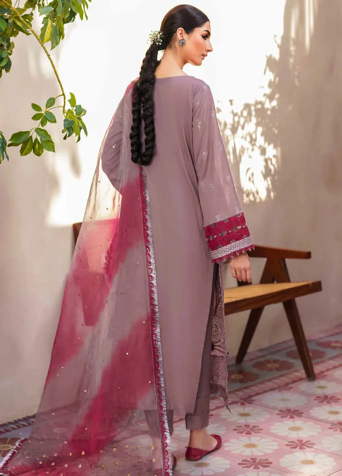 Dhoop Kinaray By Nureh Chikankari Lawn Suits Unstitched 4 Piece NS-139 - Summer Collection