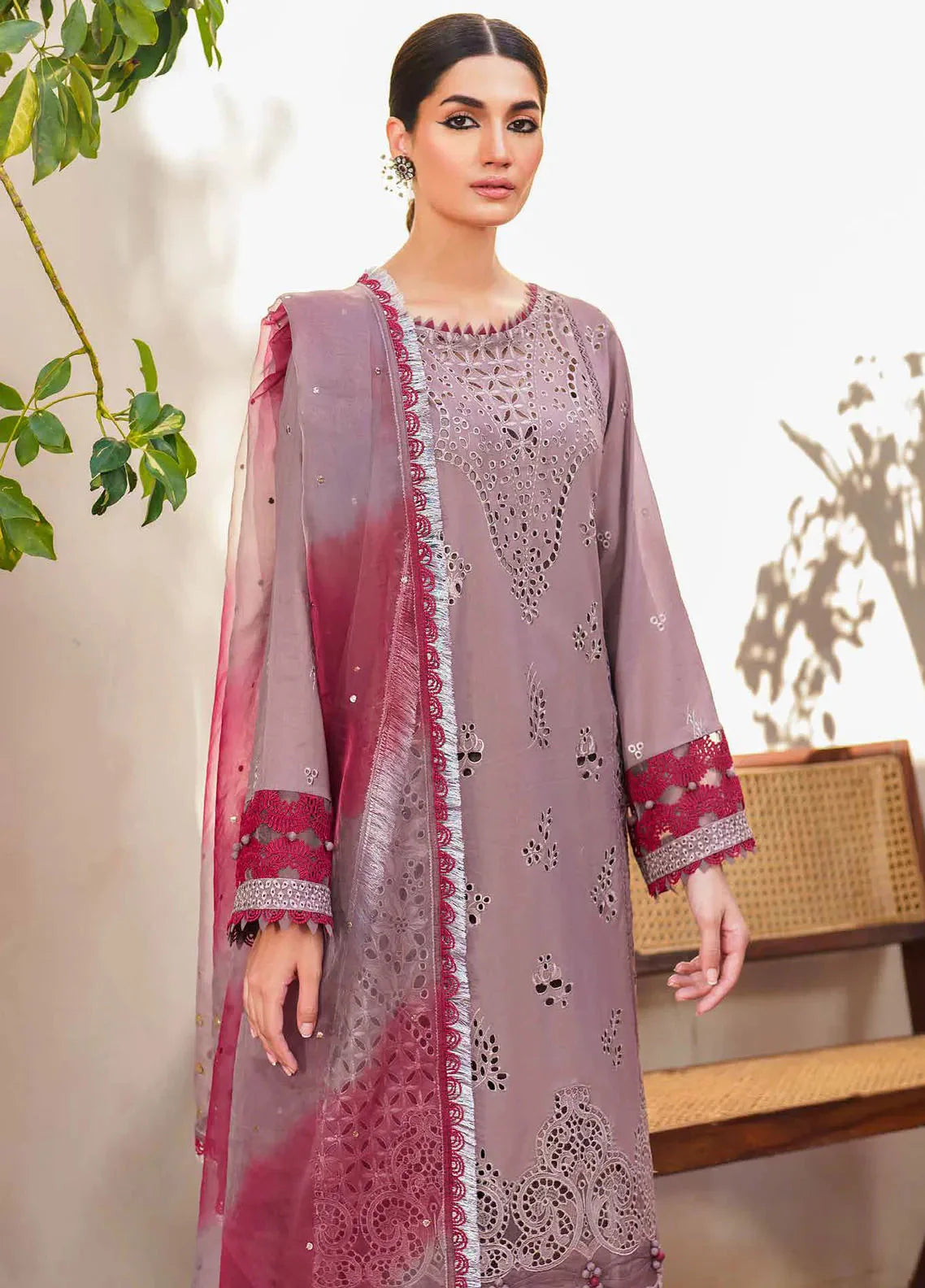 Dhoop Kinaray By Nureh Chikankari Lawn Suits Unstitched 4 Piece NS-139 - Summer Collection