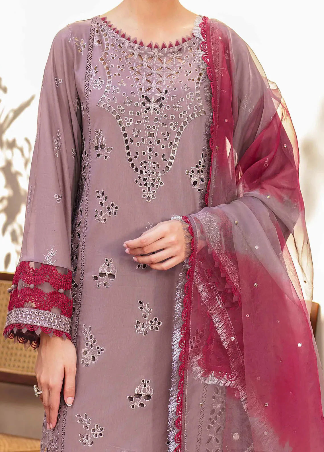Dhoop Kinaray By Nureh Chikankari Lawn Suits Unstitched 4 Piece NS-139 - Summer Collection
