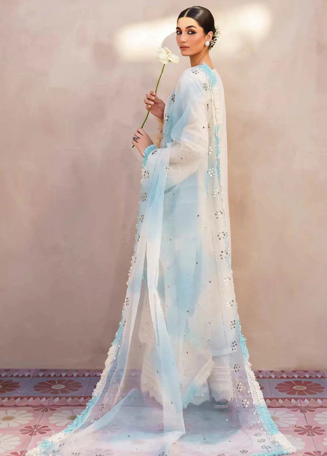 Dhoop Kinaray By Nureh Chikankari Lawn Suits Unstitched 4 Piece NS-140 - Summer Collection