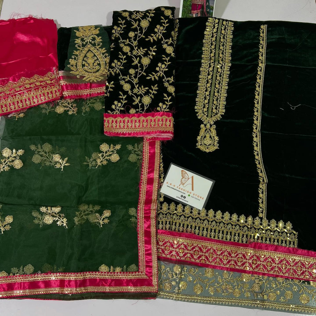 Zainab Chottani Green Formal Collection Velvet Replica